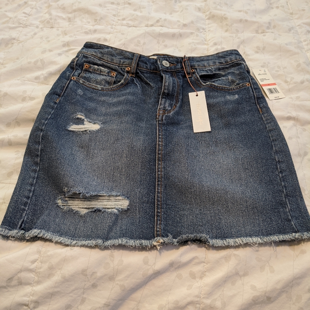 Ella Moss- New w tags distressed jean denim skirt